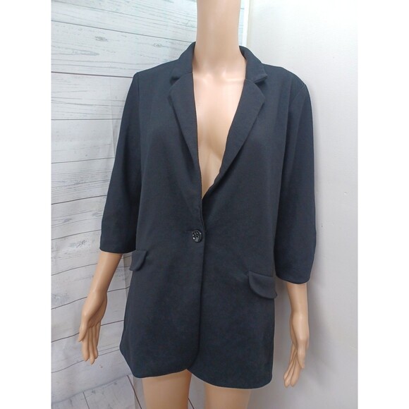 Gender Bias Womens Black Blazer Jacket Sz M One Button - Picture 1 of 6
